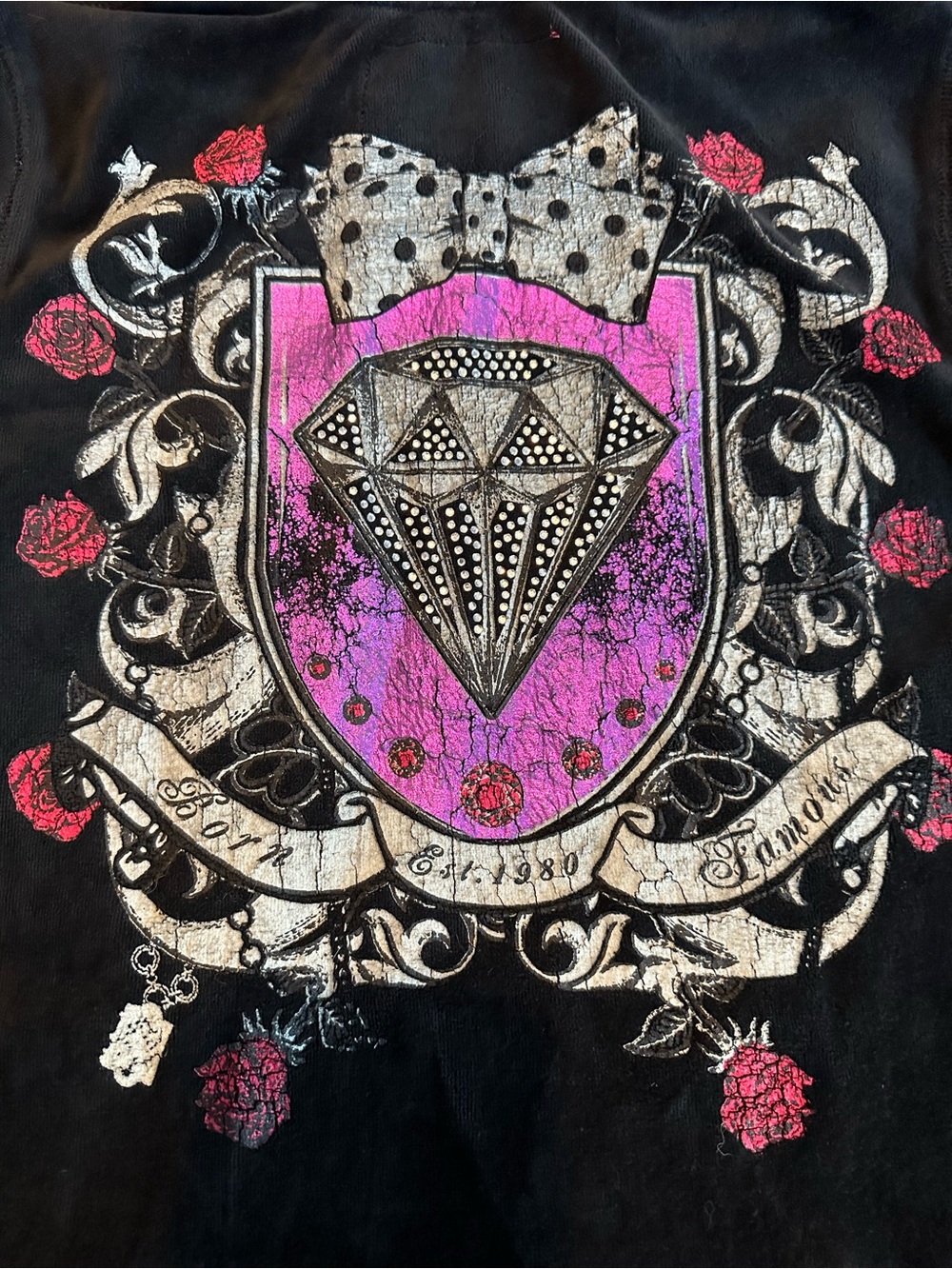 2000’s Edgy and Flashy Velour and Rhinestone Zip Up Jacket!
